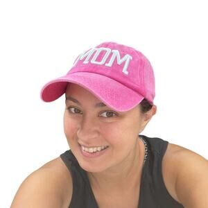 2/$30 NEW MOM Denim Baseball Cap Pink Adjustable Buckle Closure All Cotton